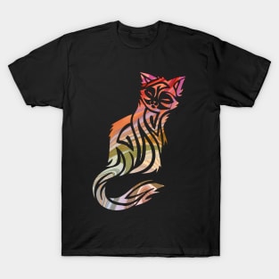 Ornate Abstract Cat Colorful Illustration T-Shirt